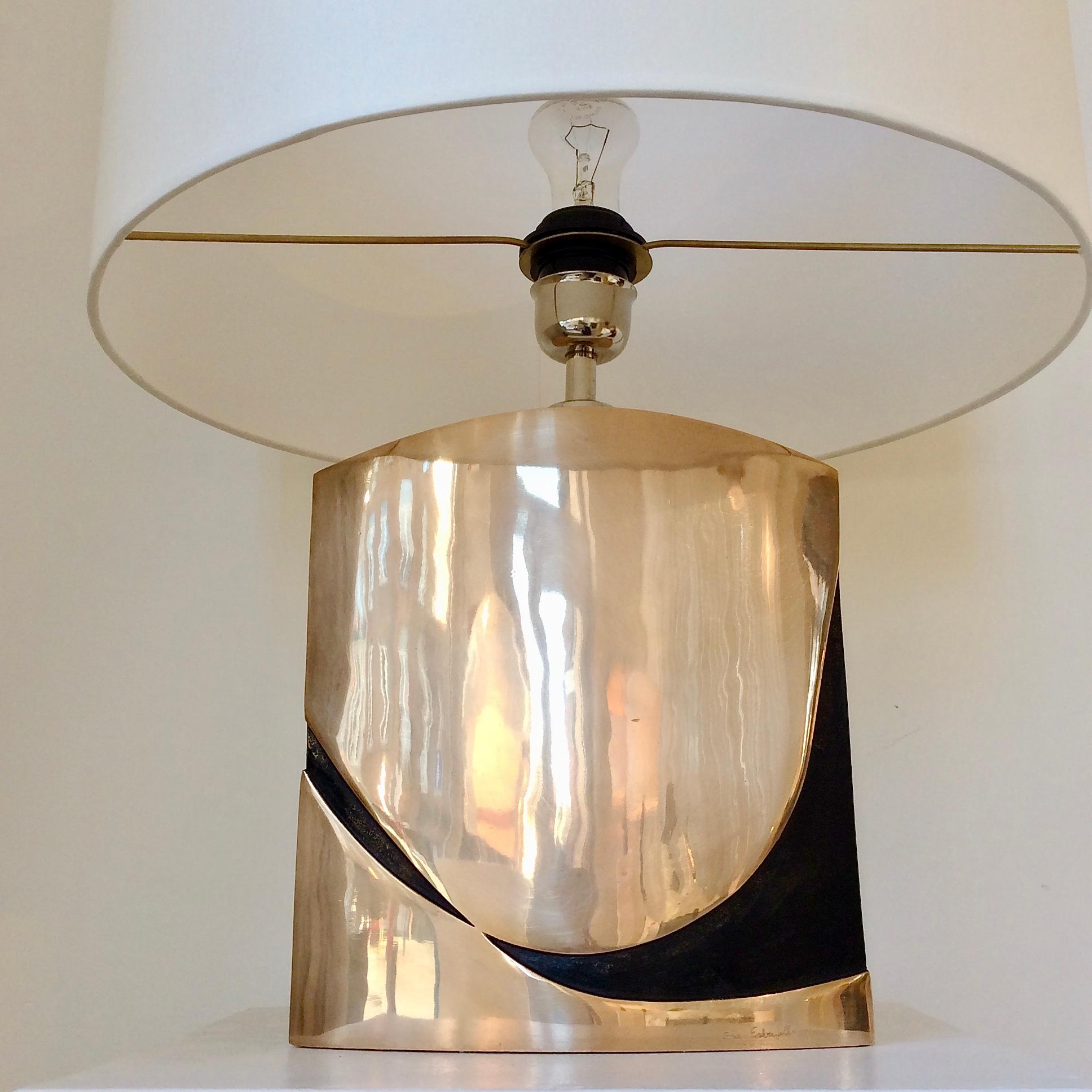 Esa Fedrigolli Signed Bronze Table Lamp, circa 1970, Italy 3