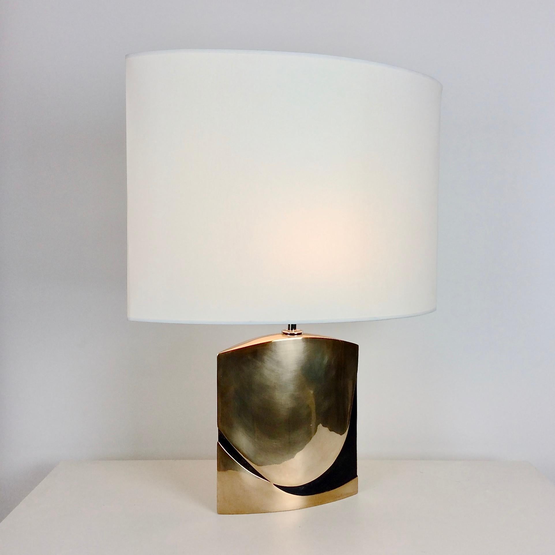 Italian Esa Fedrigolli Signed Bronze Table Lamp, circa 1970, Italy