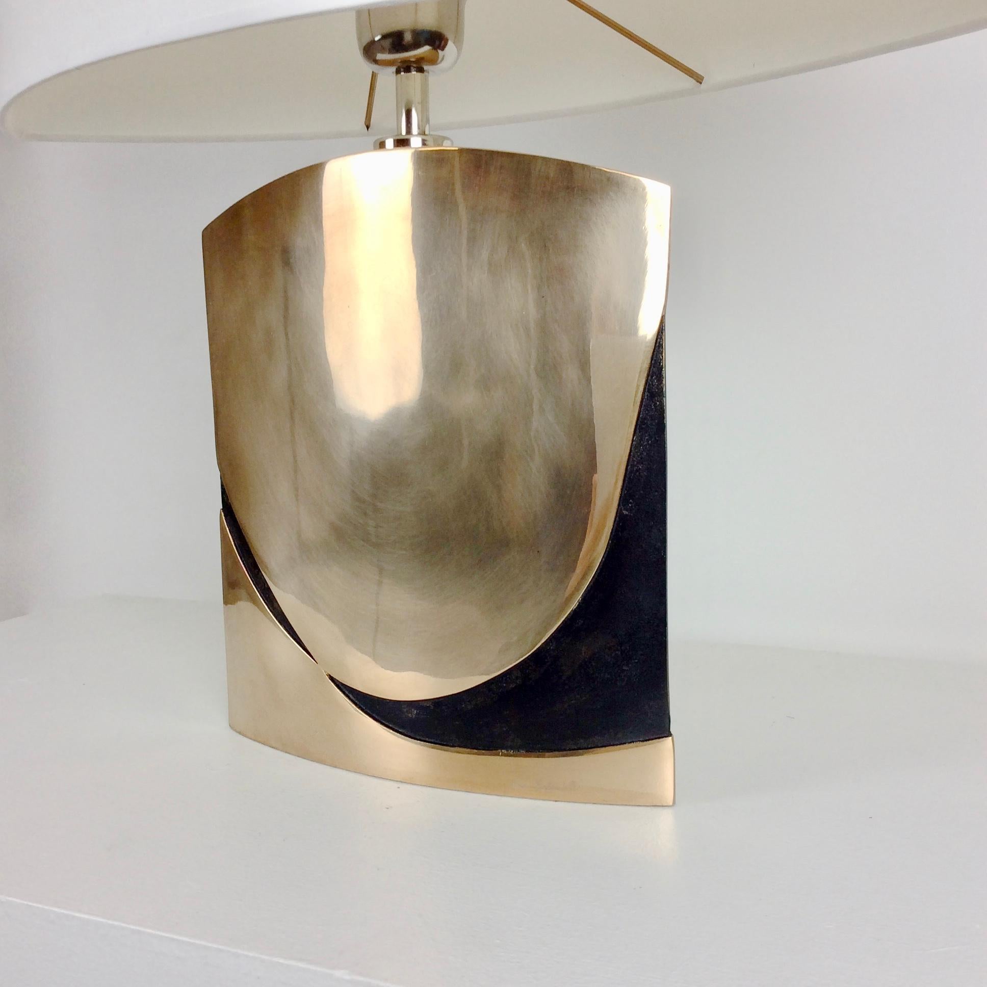 Esa Fedrigolli Signed Bronze Table Lamp, circa 1970, Italy In Good Condition In Brussels, BE