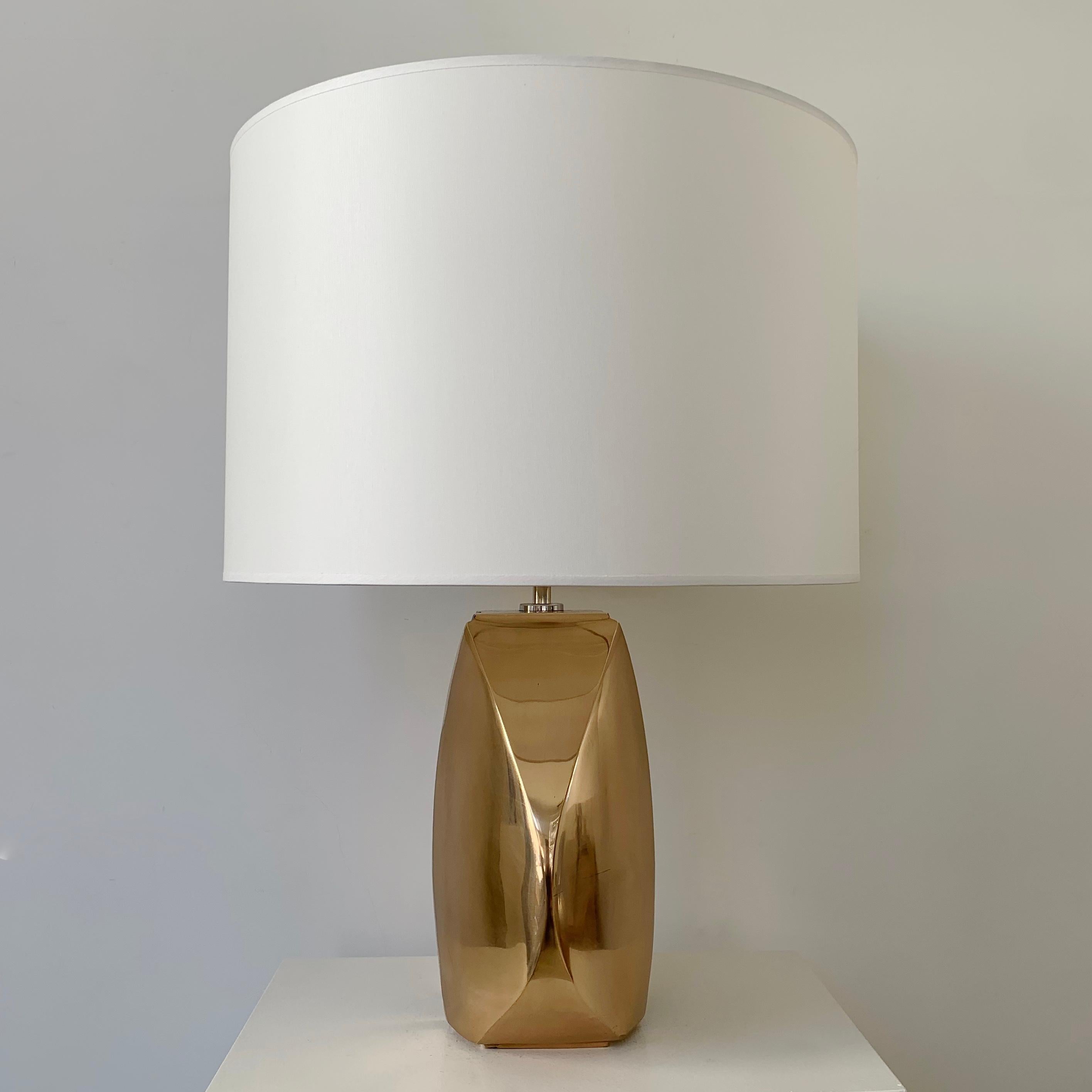 Late 20th Century Esa Fedrigolli Signed Bronze Table Lamp, circa 1970, Italy For Sale