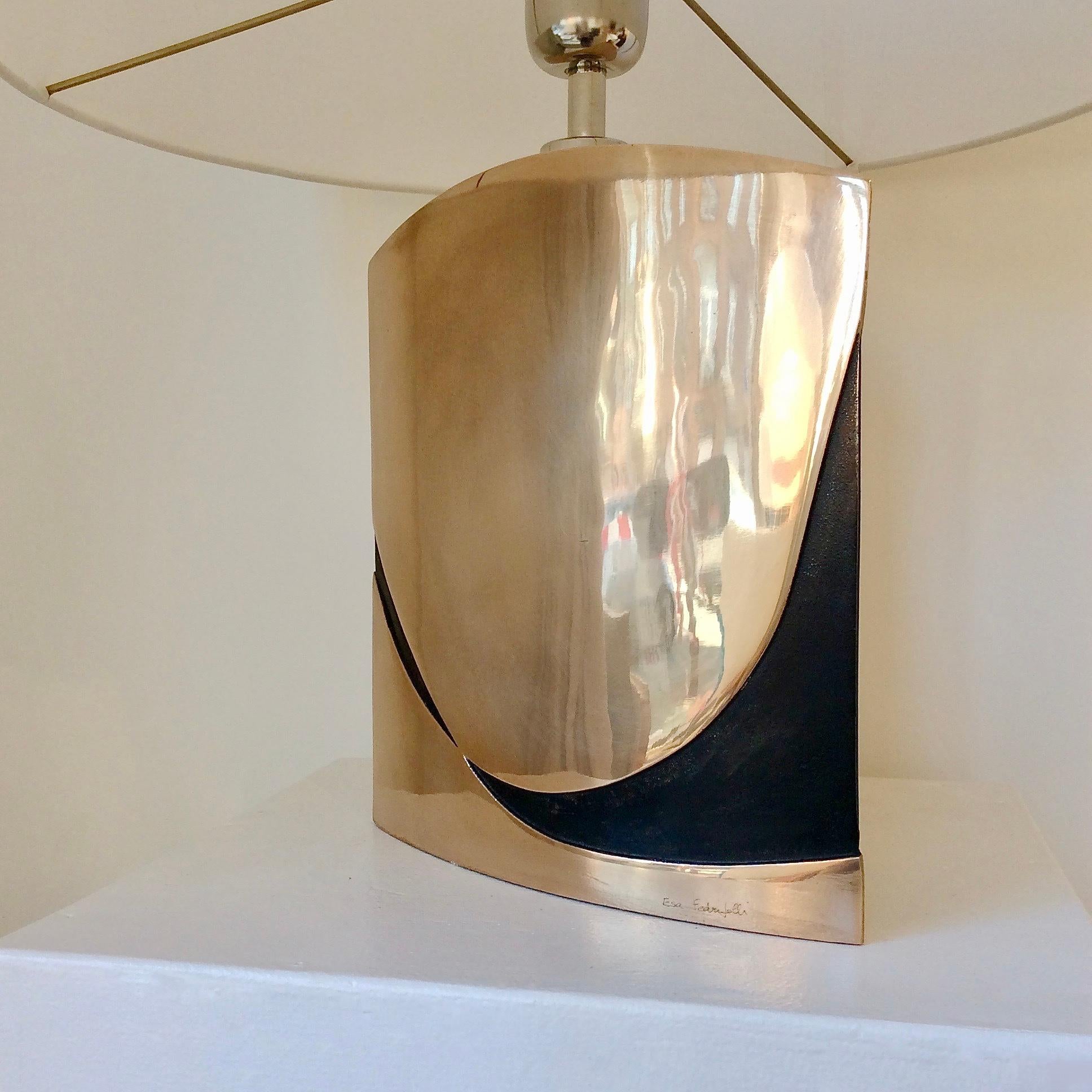 Esa Fedrigolli Signed Bronze Table Lamp, circa 1970, Italy 1