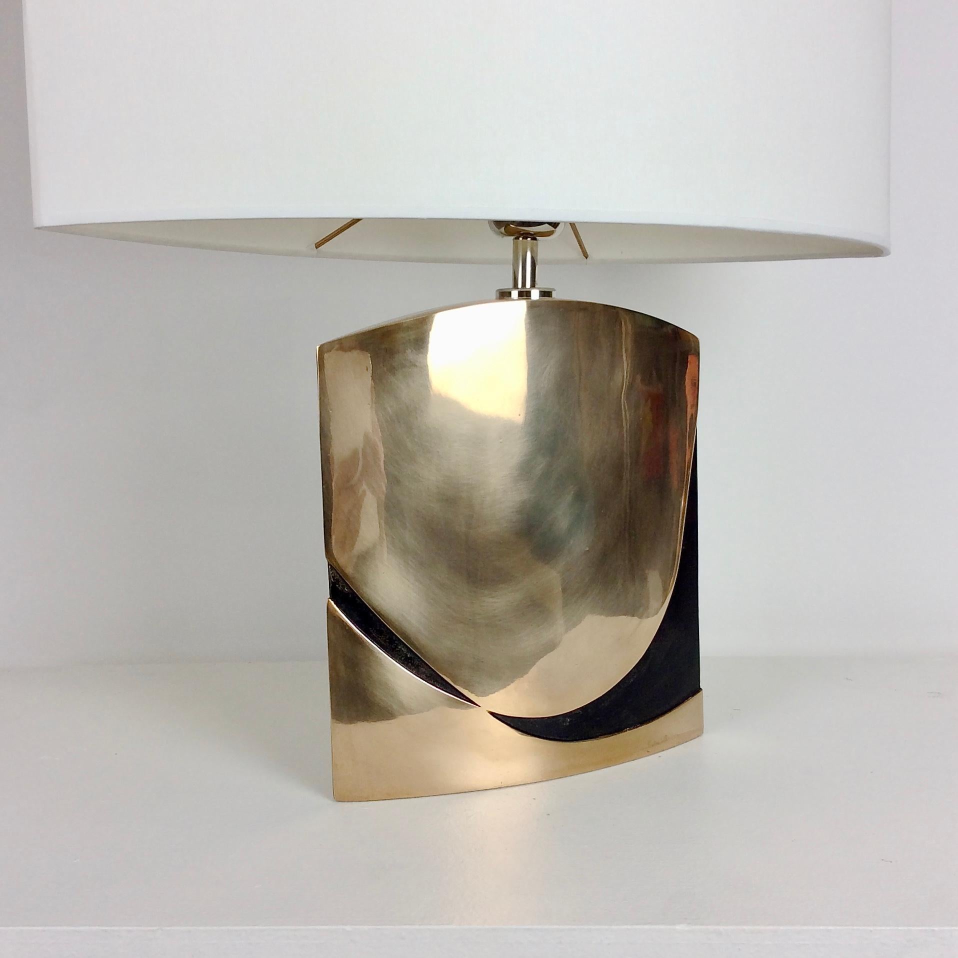 Esa Fedrigolli Signed Bronze Table Lamp, circa 1970, Italy 2