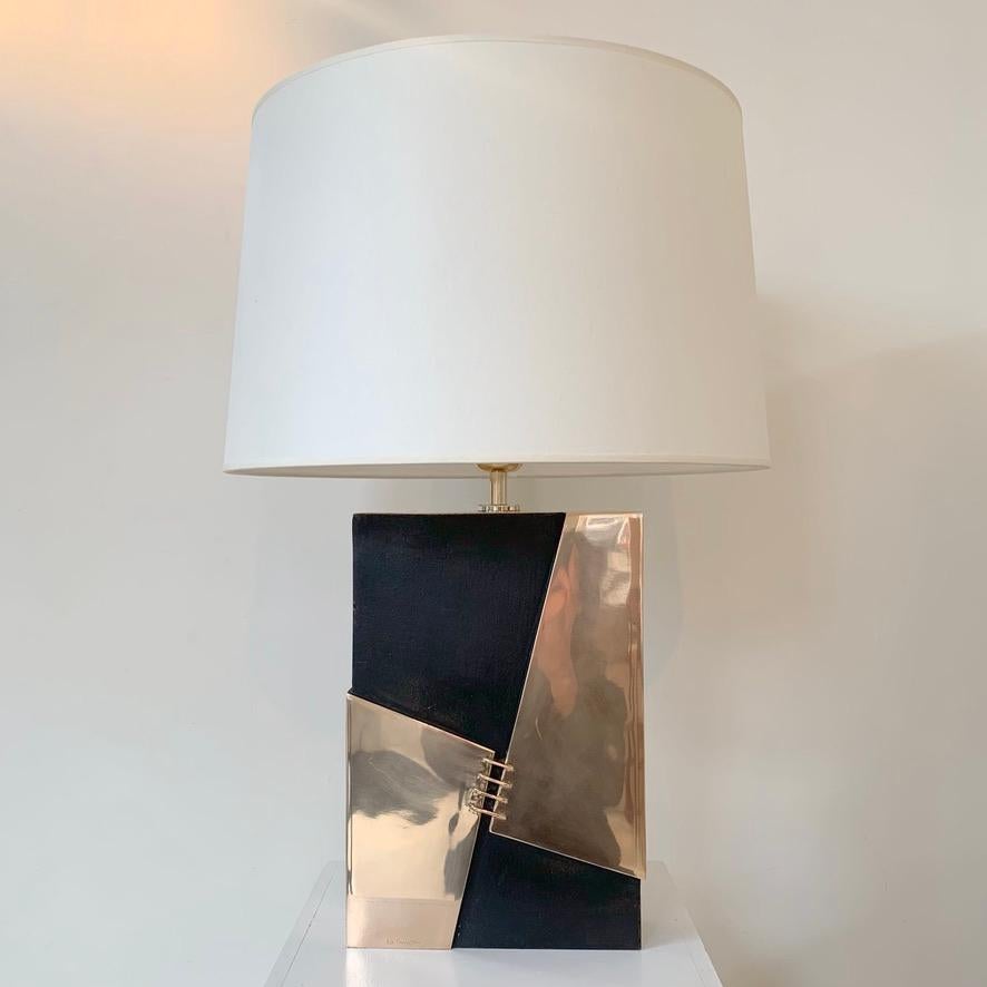 Esa Fegdrigolli Signierte Bronze-Tischlampe, um 1975, Italien (Moderne der Mitte des Jahrhunderts) im Angebot