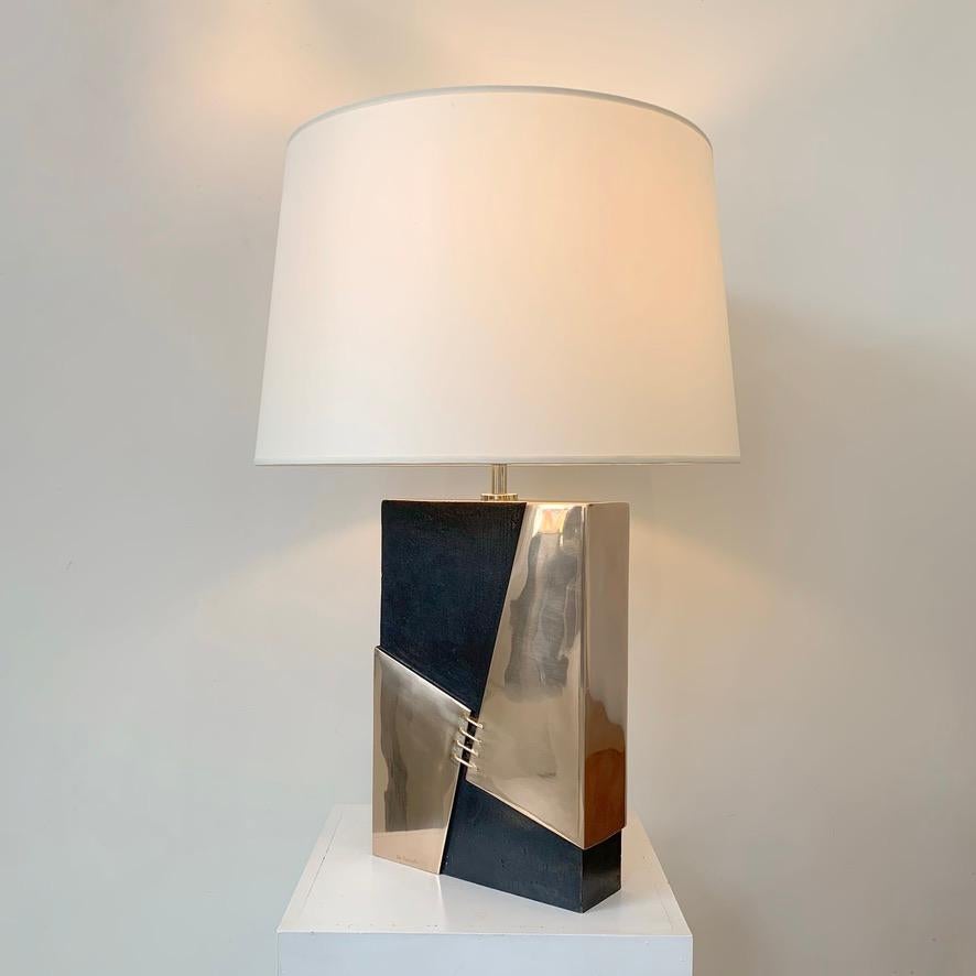 Esa Fegdrigolli Signierte Bronze-Tischlampe, um 1975, Italien im Zustand „Gut“ im Angebot in Brussels, BE