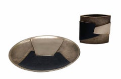 Esa Ferdigolli Juego de jarrón y cuenco de bronce, Italia Años 80