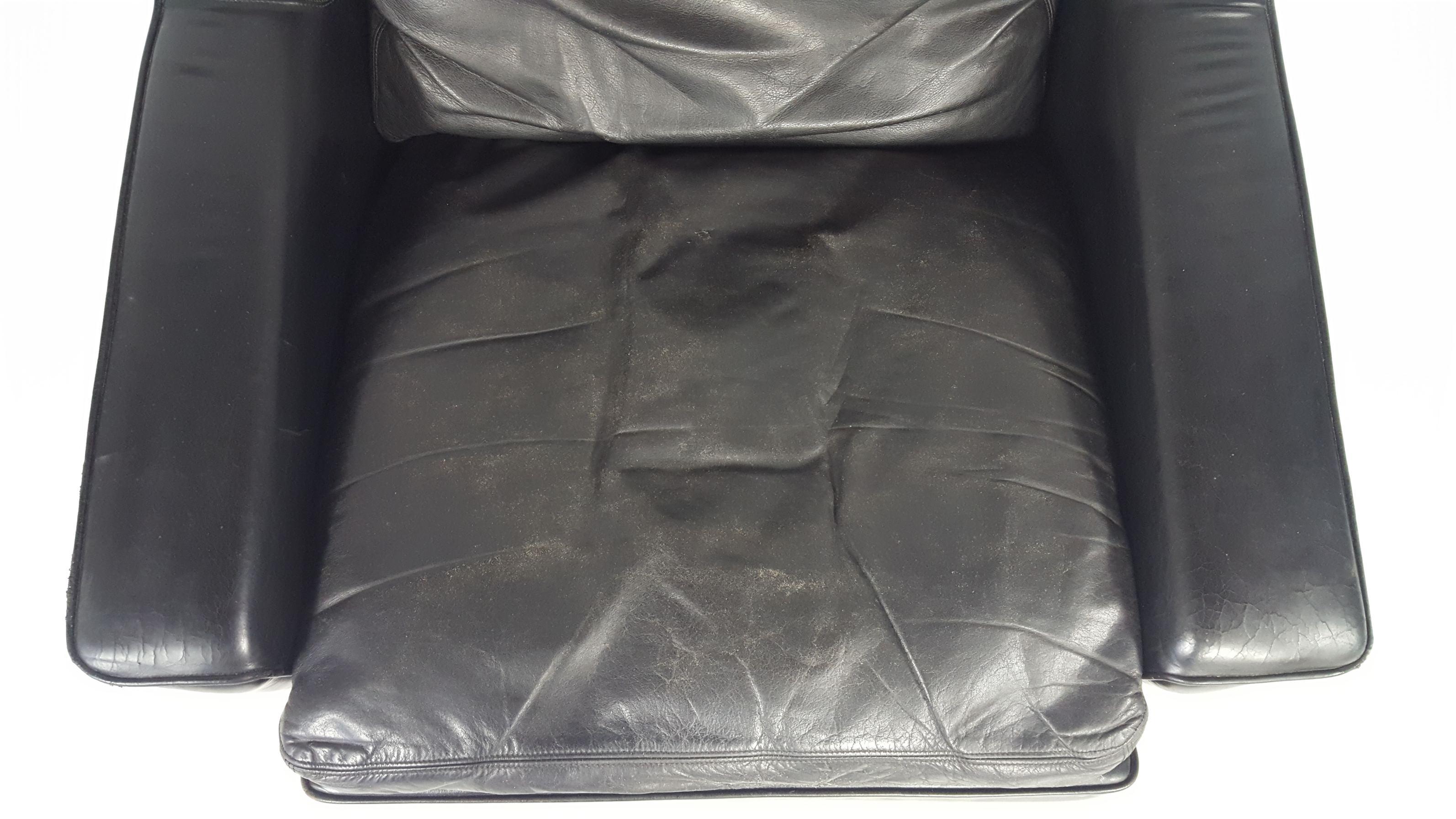 Danish Esa Møbelværk Leather Lounge Chair + Ottoman by Werner Langenfeld Model 802 For Sale