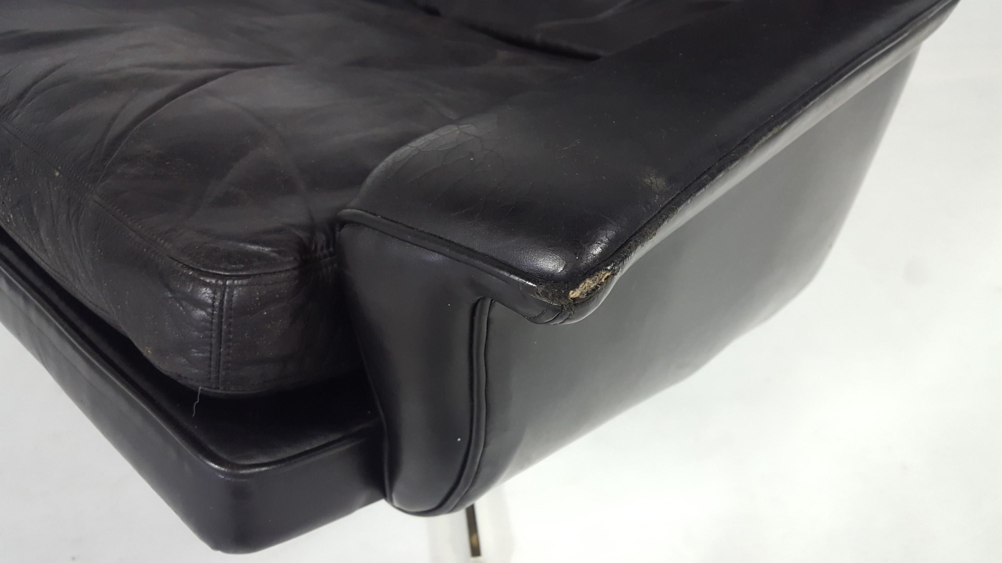 Esa Møbelværk Leather Lounge Chair + Ottoman by Werner Langenfeld Model 802 In Good Condition For Sale In ŚWINOUJŚCIE, 32