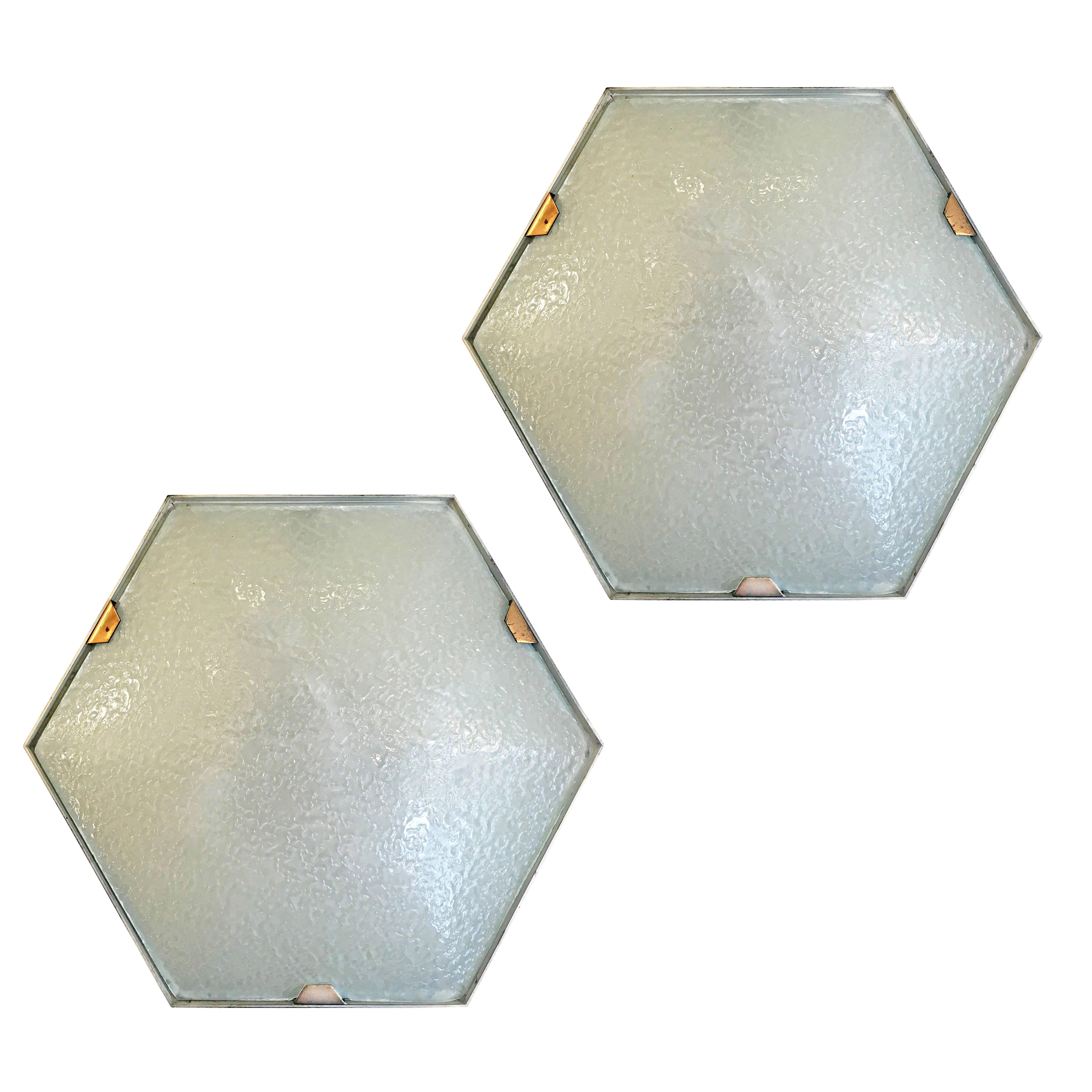 Esagonal Wall or Ceiling Lights by Stilnovo, Italy, 1960s