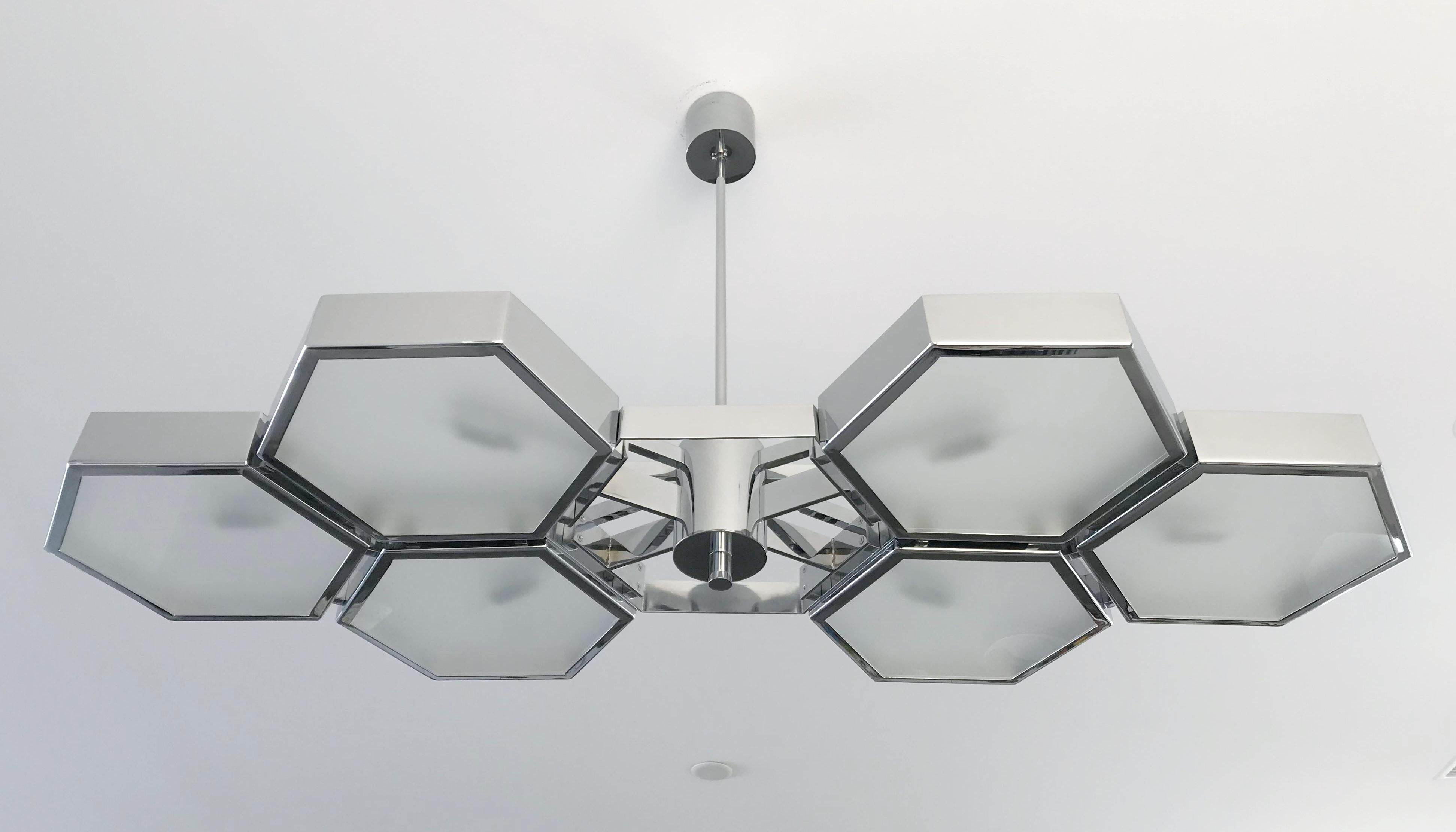 Mid-Century moderno Lampadario Esagoni di Fabio Ltd in vendita