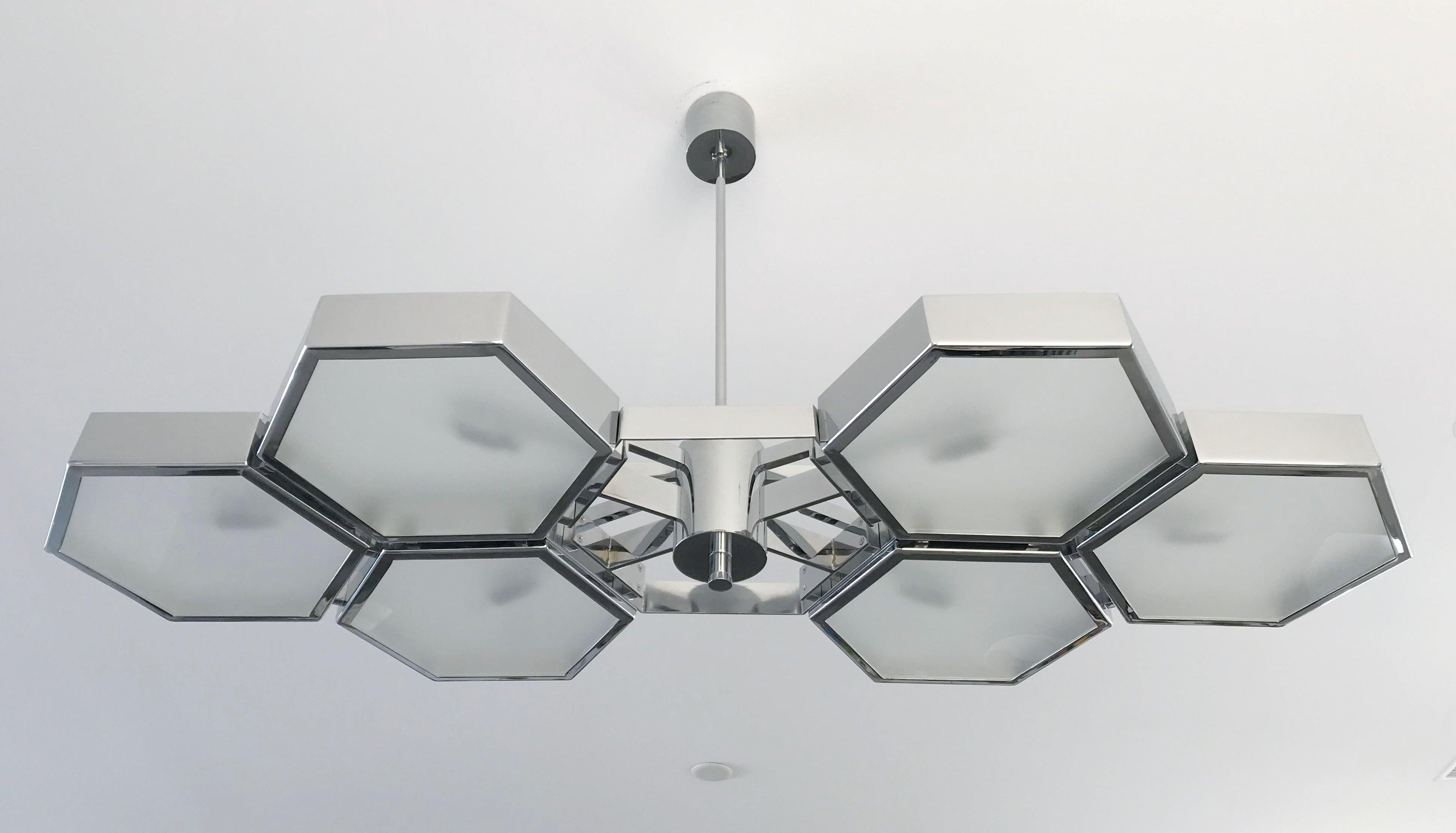 Mid-Century moderno Lampadario Esagoni di Fabio Ltd in vendita