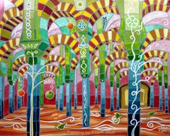 Andalusia Spain original acrylic abstract Alhambra, Painting, Acrylic on Canvas
