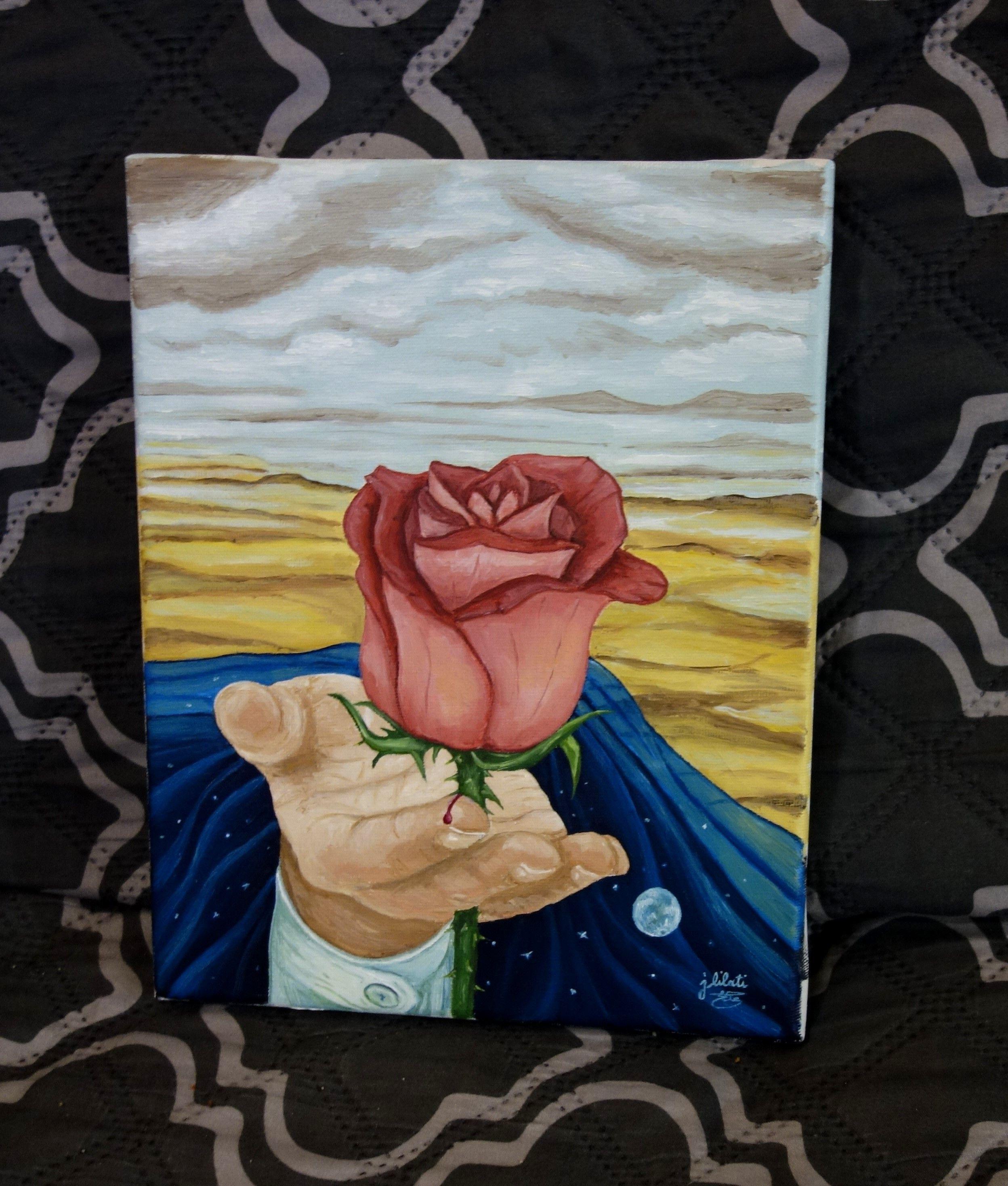Beauty has thorns, original oil Roses surrealism, Painting, Oil on Canvas For Sale 1