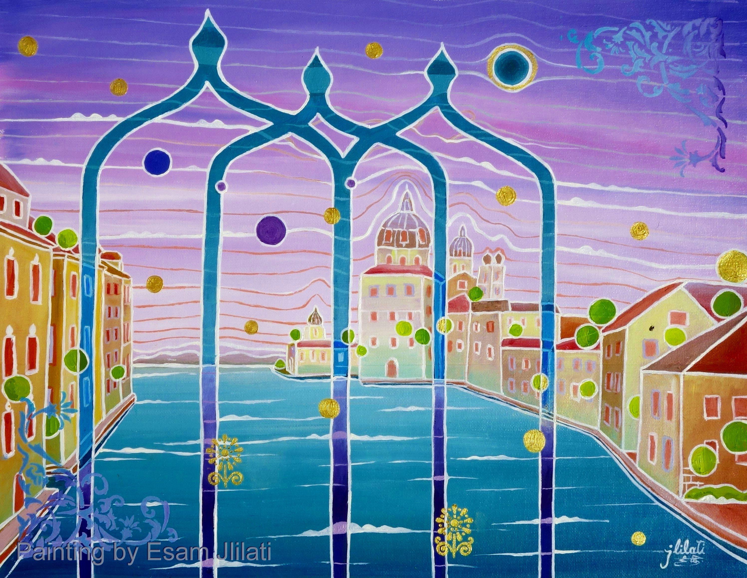 Esam Jlilati Abstract Painting - Venice original oil color surreal artwork, Painting, Oil on Canvas
