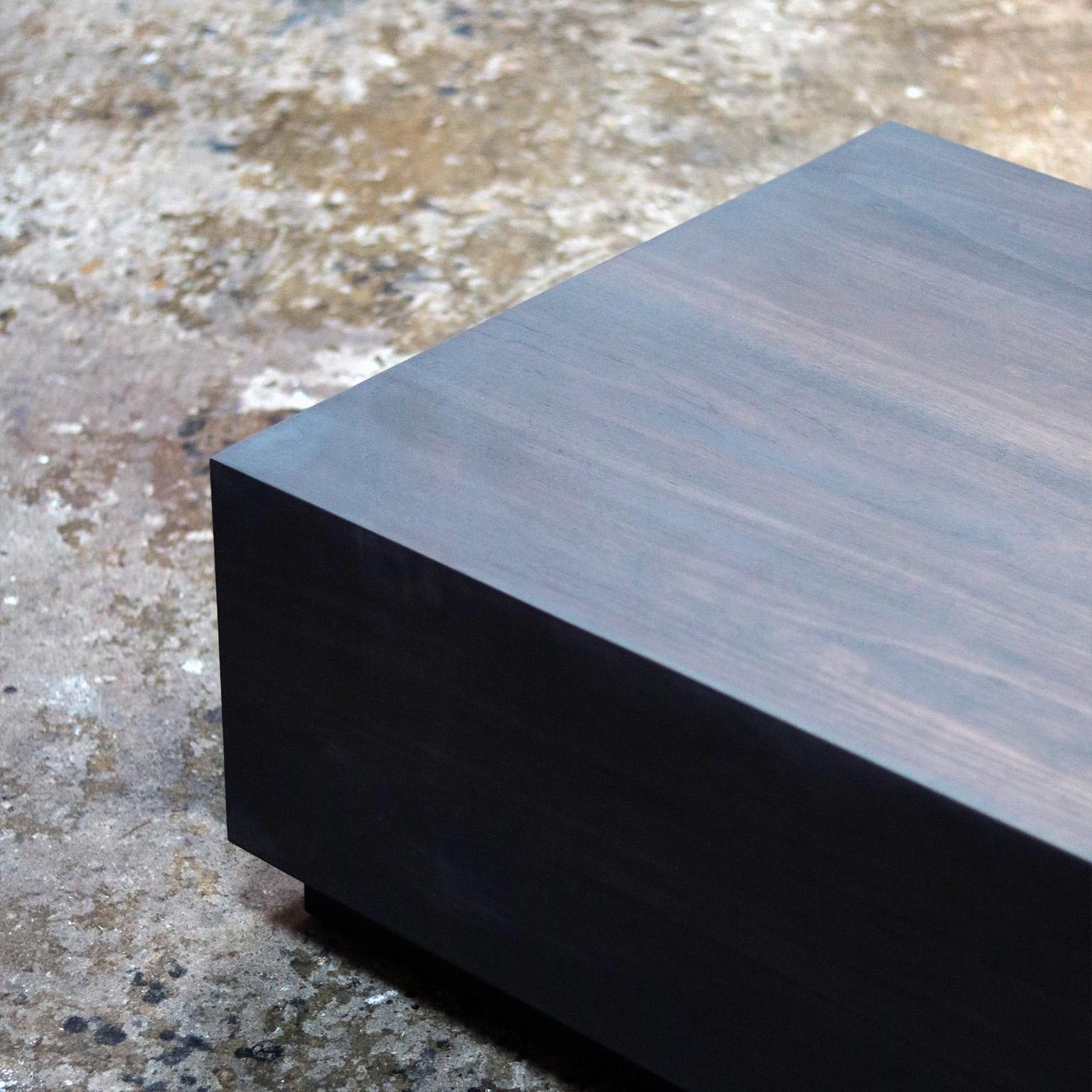 Modern Esau Solid Walnut Coffee Table In Charcoal Finish For Sale