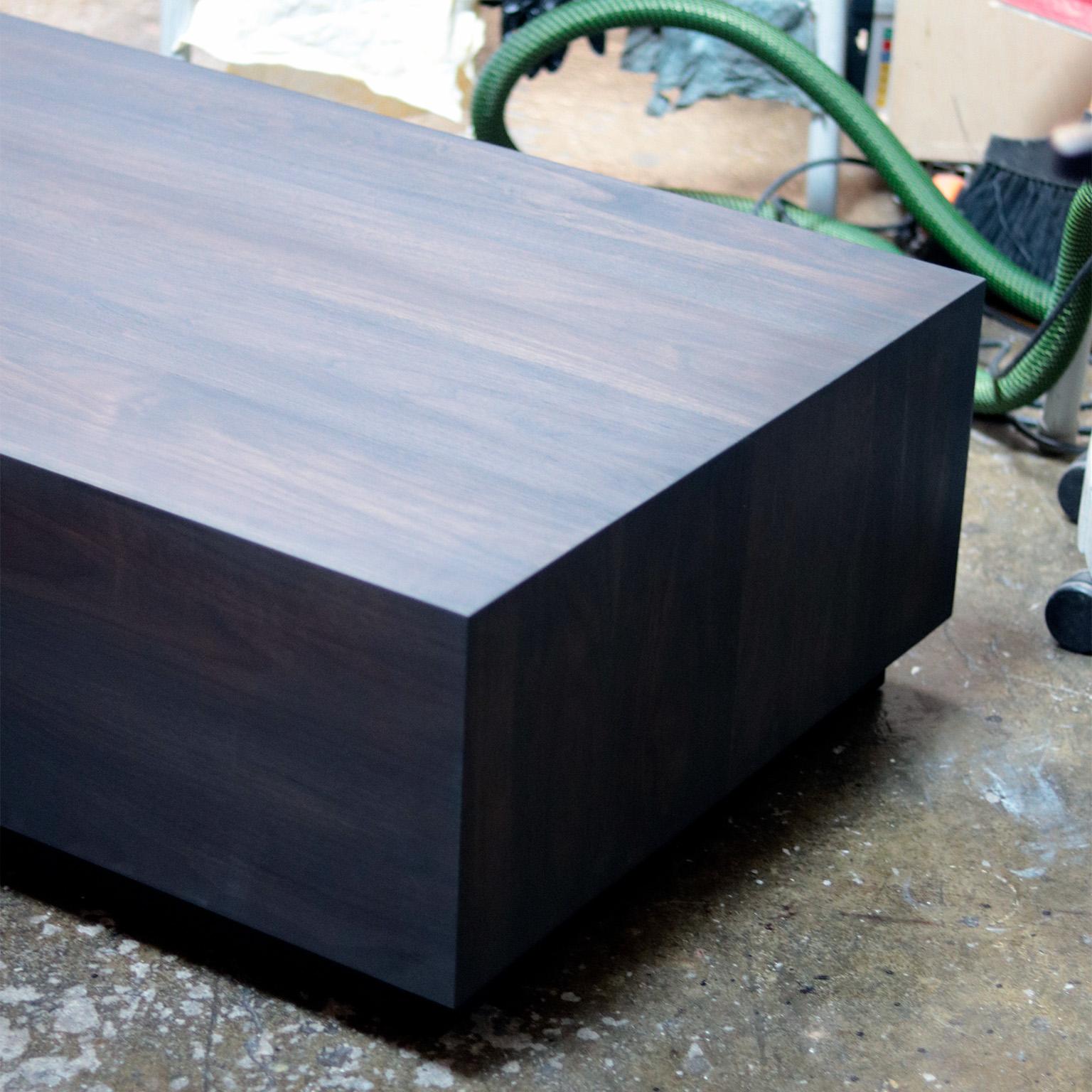 Canadian Esau Solid Walnut Coffee Table In Charcoal Finish For Sale