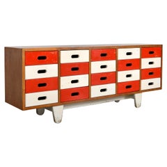 Vintage Esavian Bank Chest of School Drawers James Leonard Sideboard 1950s Midcentury