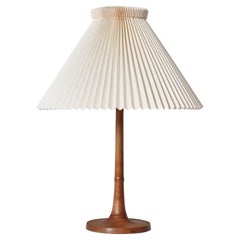 Kaare Klint Table Lamp in Ash Wood and Hand Folded Le Klint Shade, Denmark 1940s