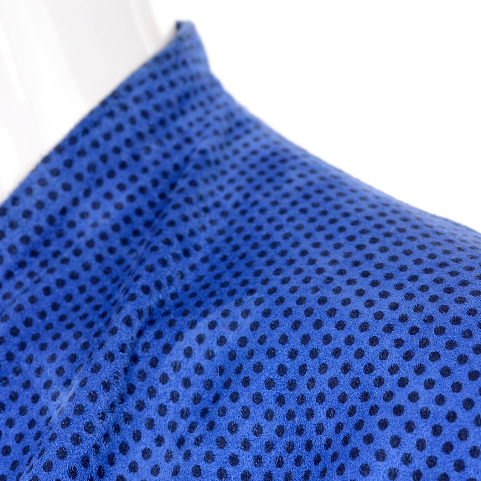 Escada 1980's Blue Suede Asymmetrical Jacket W/ Slits & Skirt  by Margartha Ley For Sale 8