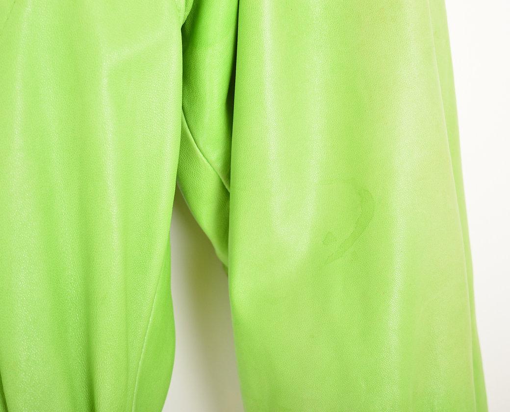 Escada 1980'S Bright Lime Green Lambskin Bomber Jacket For Sale 5