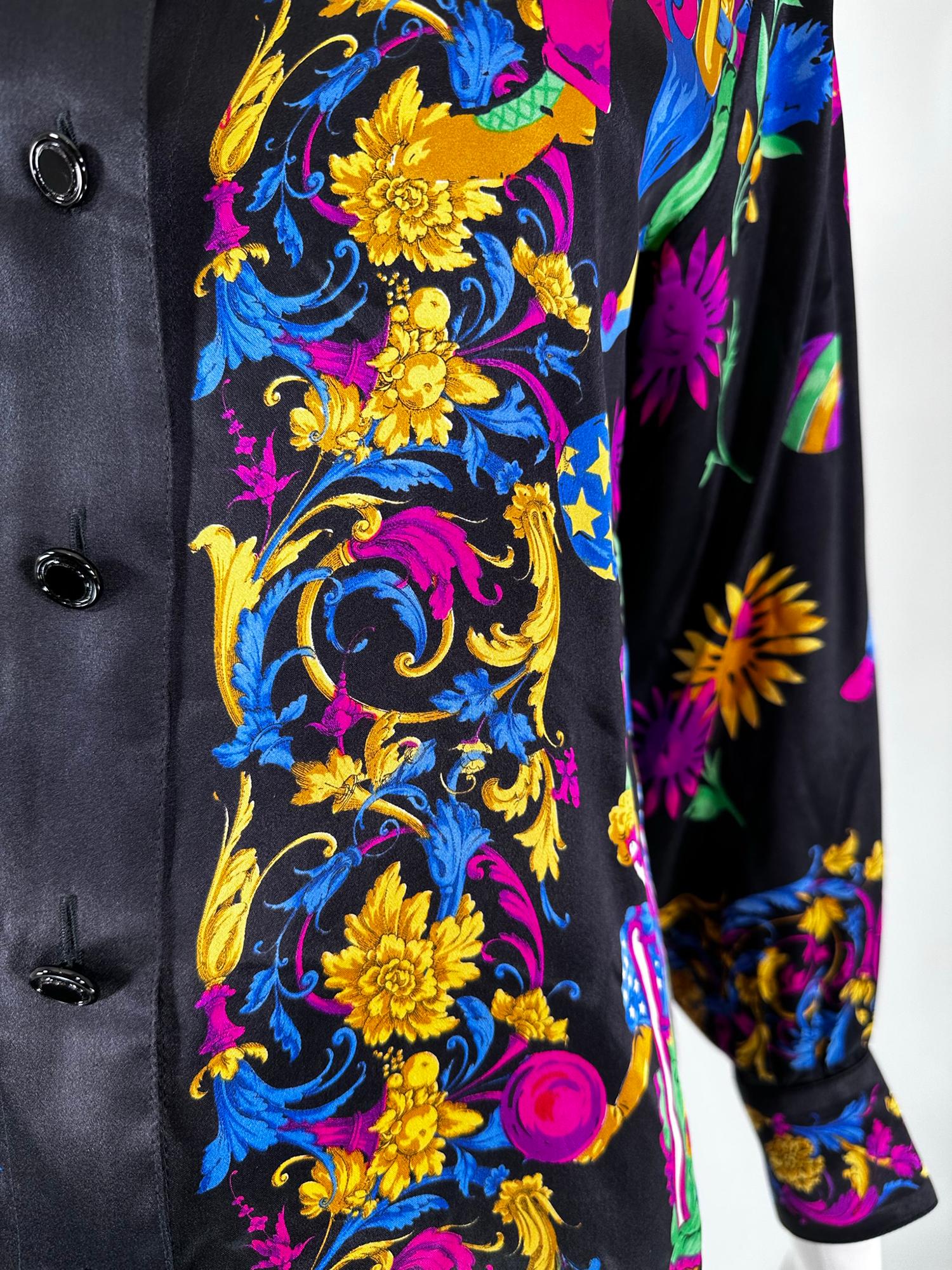 Escada 1990s Rare Margaretha Ley Escada Silk Print Collectable Blouse Clowns in vendita 6