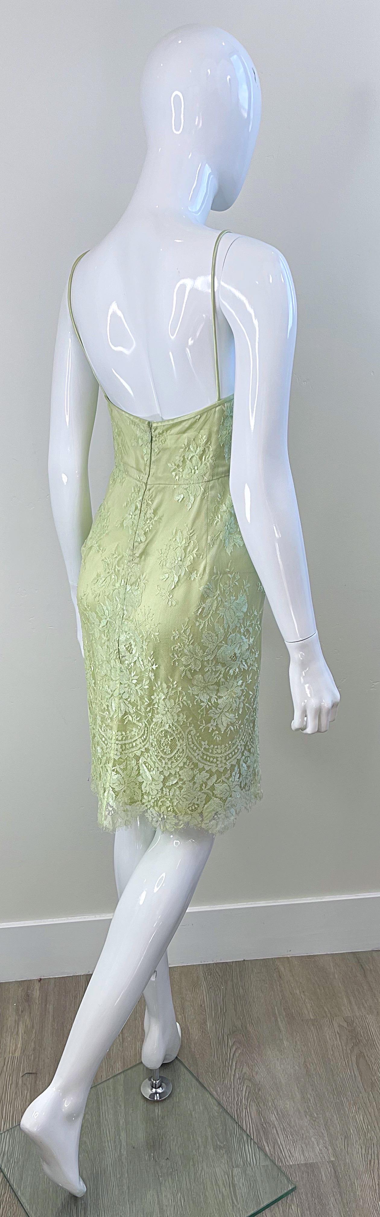 Escada 1990s Size 8 Mint Green Silk Lace Vintage Dress + Shawl Ensemble 90s For Sale 7