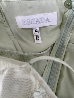 Escada 1990s Size 8 Mint Green Silk Lace Vintage Dress + Shawl Ensemble 90s