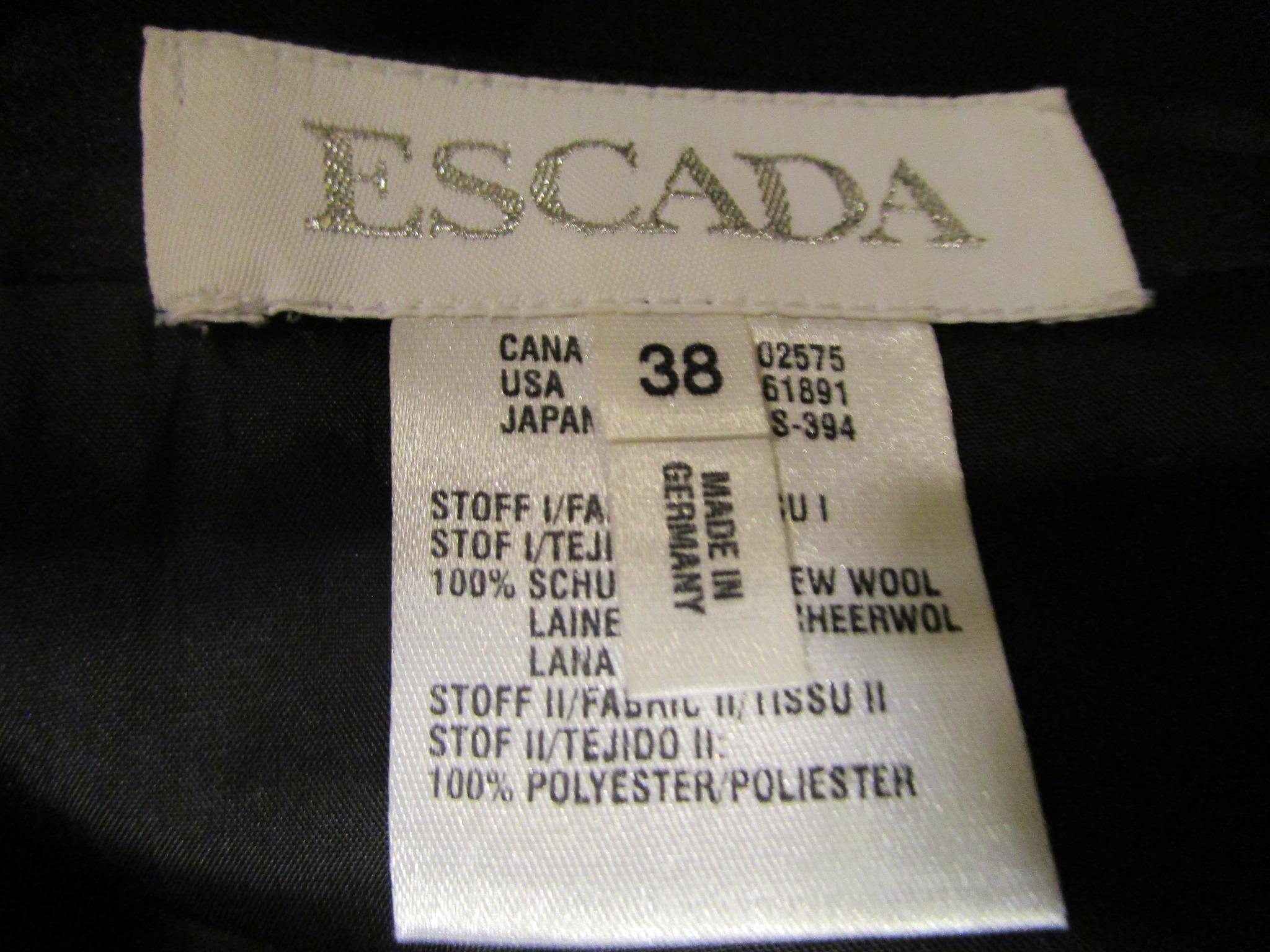 ESCADA 2-piece Black Blazer & Skirt Lace Ruffles RHINESTONES Size 36/38 2