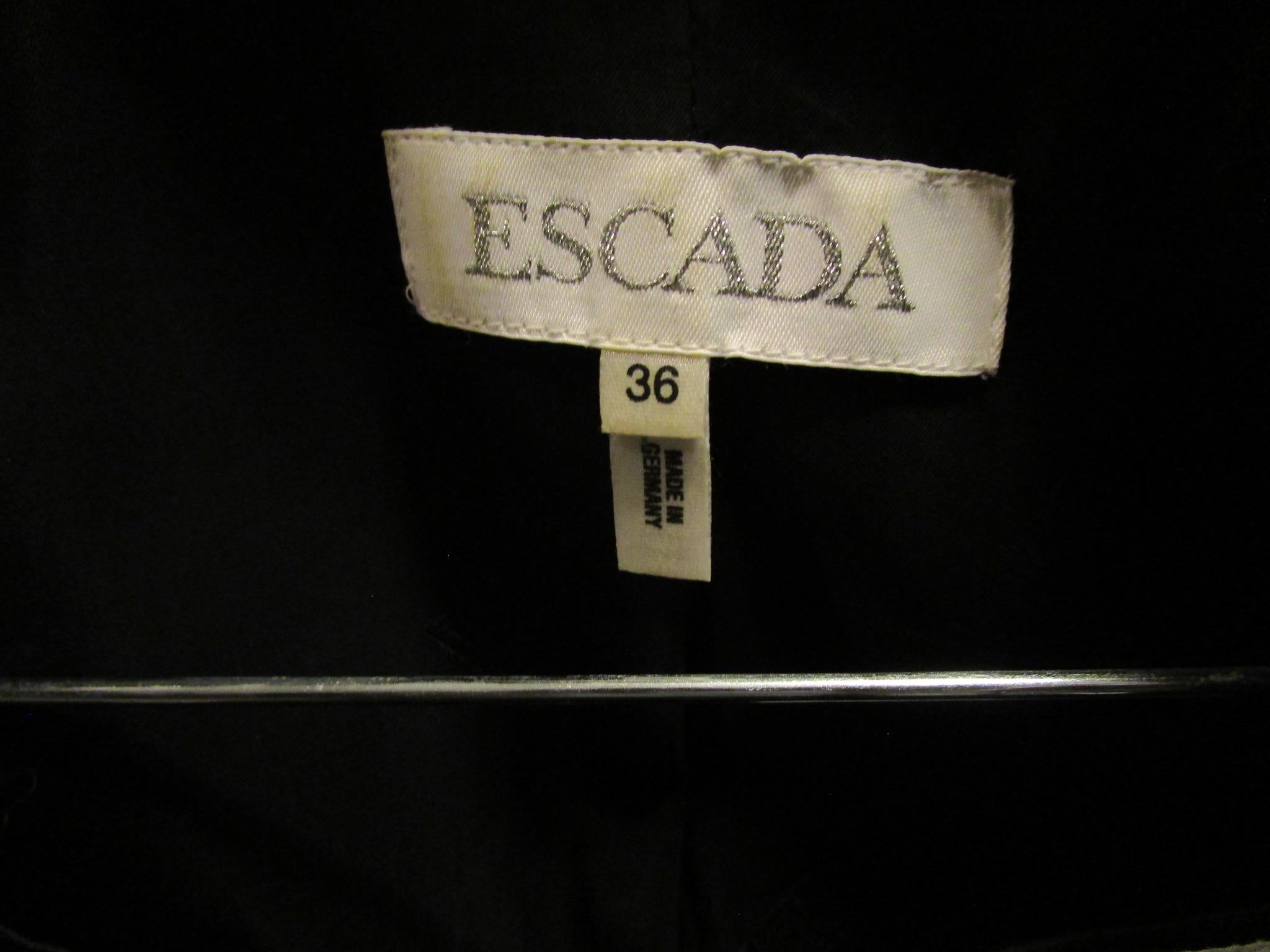 ESCADA 2-piece Black Blazer & Skirt Lace Ruffles RHINESTONES Size 36/38 3