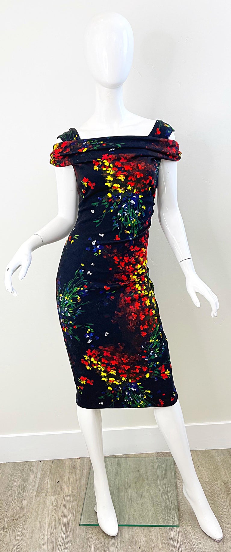 Robe Bustier Vintage ESCADA Taille 42 FR - Multicouleur Et Noire, Occasion Très Bon État
