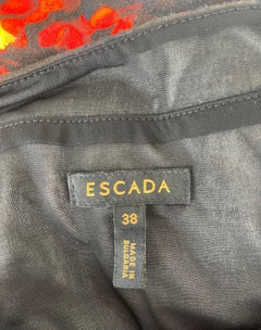 Escada 2000s Size 38 / 8 Black Colorful Flower Watercolor Cold Shoulder Dress