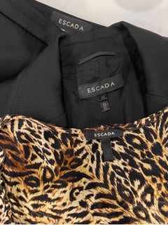 Escada 2000s Three Piece Size 38 Leopard Cheetah Print Pants Blouse Blazer Suit