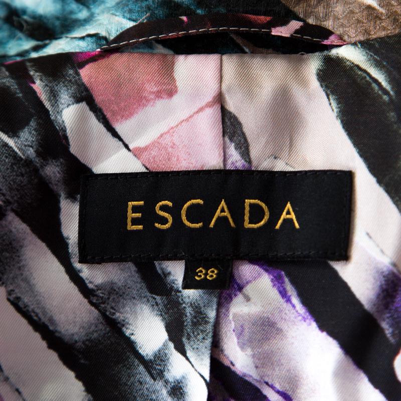 Escada Abstract Fantasy Printed Cotton Jacquard Burka Blazer M 1