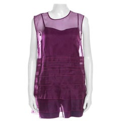 Escada Amethyste Purple Sheer Silk Sleeveless Norga Layered Top M