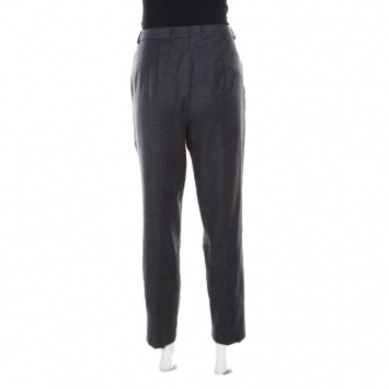 Nero Pantaloni Tellis affusolati in lana e cashmere grigio antracite Escada M. I. in vendita