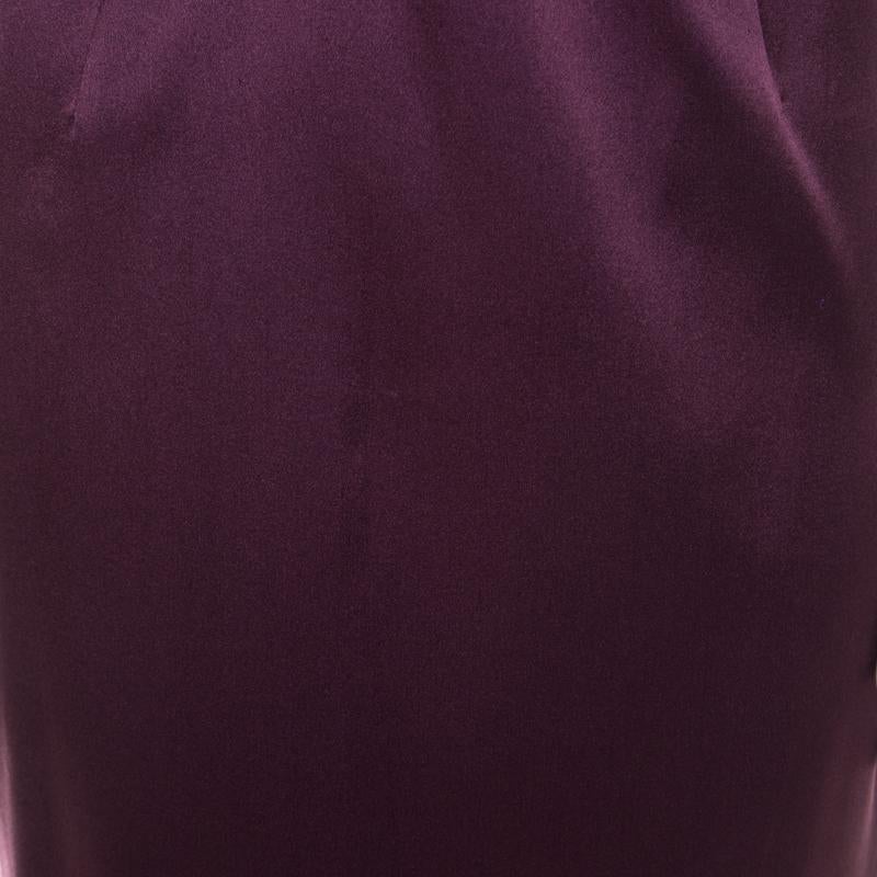 Escada Aubergine Bodice Asymmetric Sleeve Corsagenkleid Sheath Dress M 2