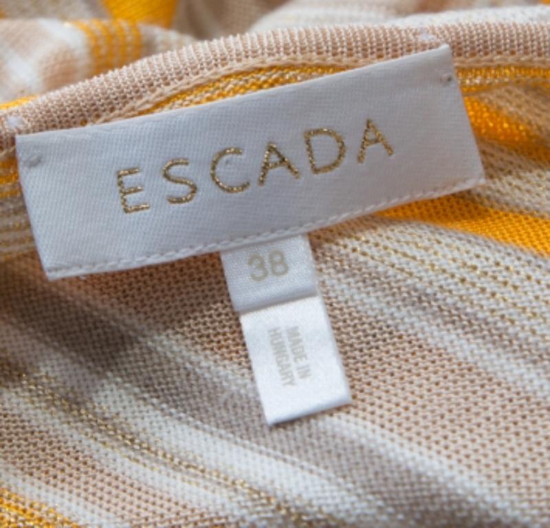 Beige Escada Top a maniche lunghe in maglia a righe beige e arancione L.L. in vendita