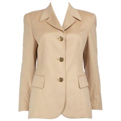 Escada Beige Cashmere Single Breasted Blazer Size S