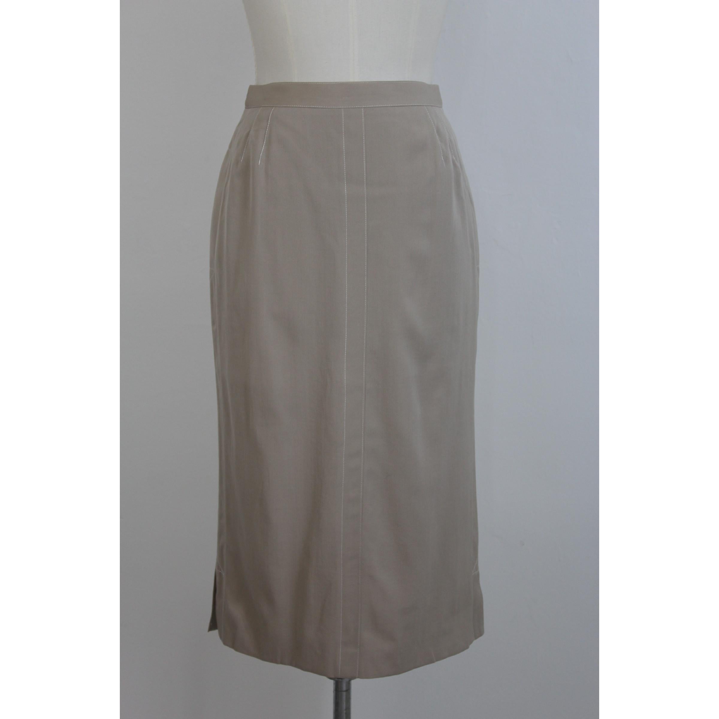 Escada Beige Cotton Vintage Classic Skirt Suit 1990s  For Sale 2