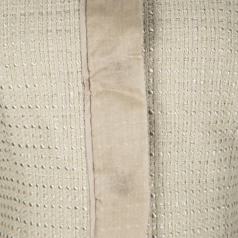 Escada Beige Textured Silk Trim Short Sleeve Jacket XS 2