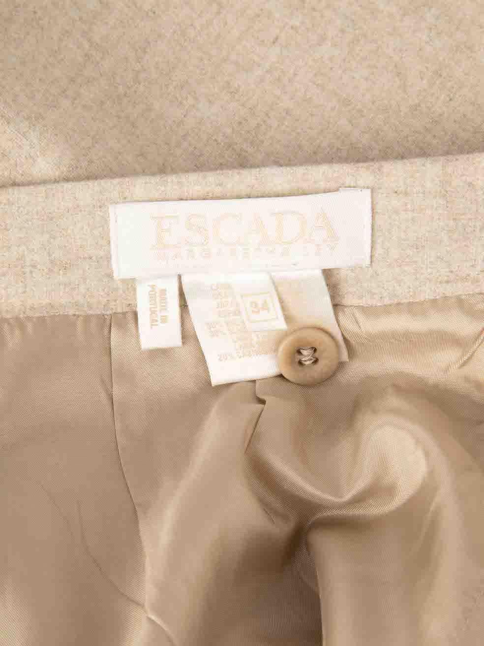 Women's Escada Beige Wool Knee Length Skirt Size XS