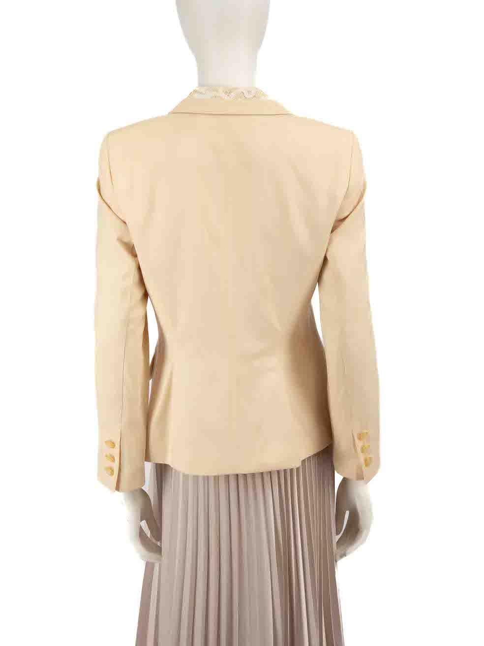 Beige Escada, giacca in lana beige con bordi in pizzo, taglia S in vendita