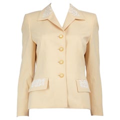 Escada Beige Wool Lace Trimmed Jacket Size S