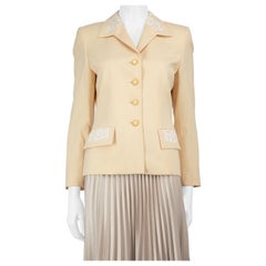 Veste Escada beige bordée de dentelle, taille S