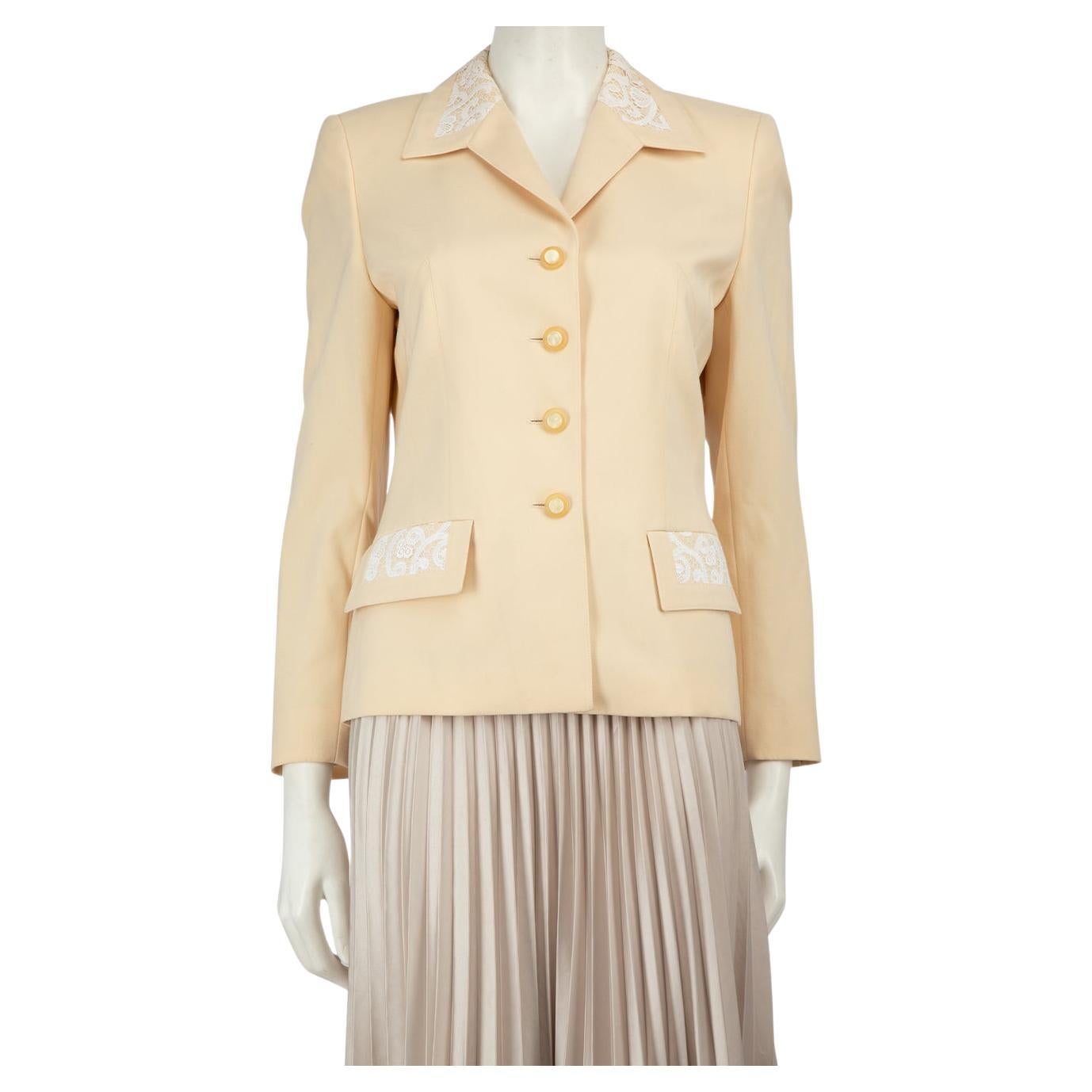 Chaqueta de lana beige con encaje Escada Talla S