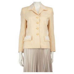 Veste Escada beige bordée de dentelle, taille S