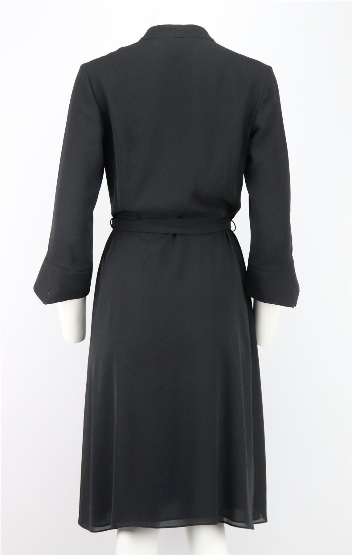 Black Escada Belted Silk Wrap Dress DE 38 UK 12