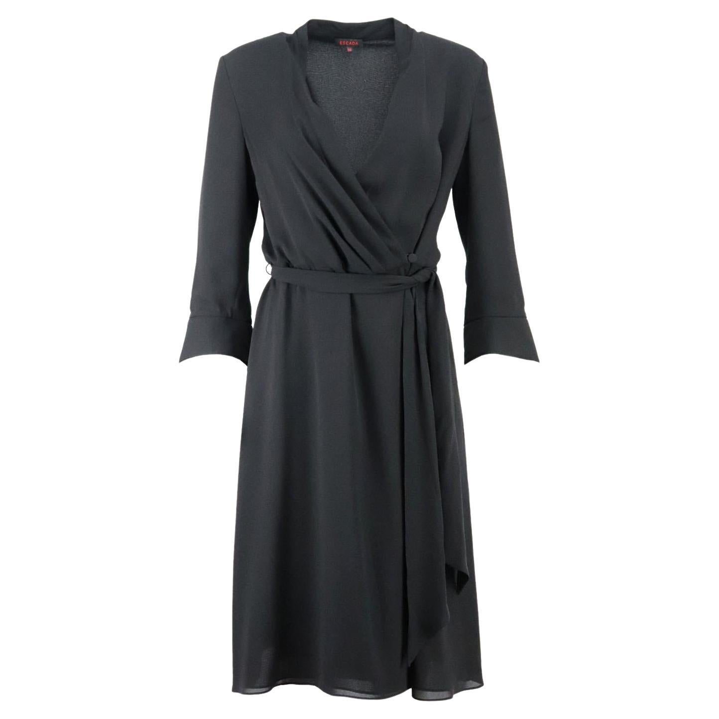 Escada Belted Silk Wrap Dress DE 38 UK 12