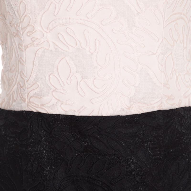 Escada - Robe corset Doren en coton et soie avec jacquard floral bicolore, taille M en vente 1