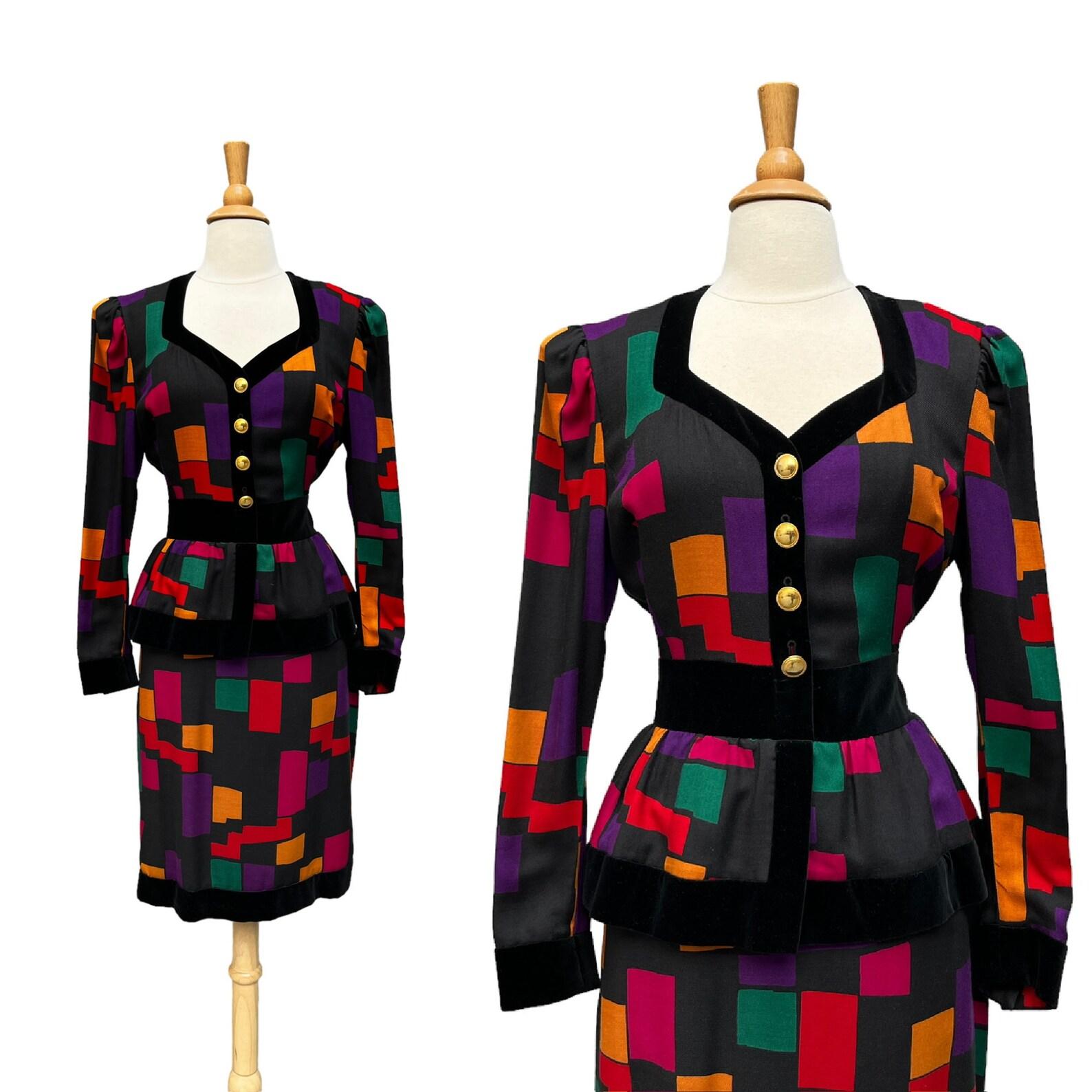 Escada black and jewel tone dress For Sale 6