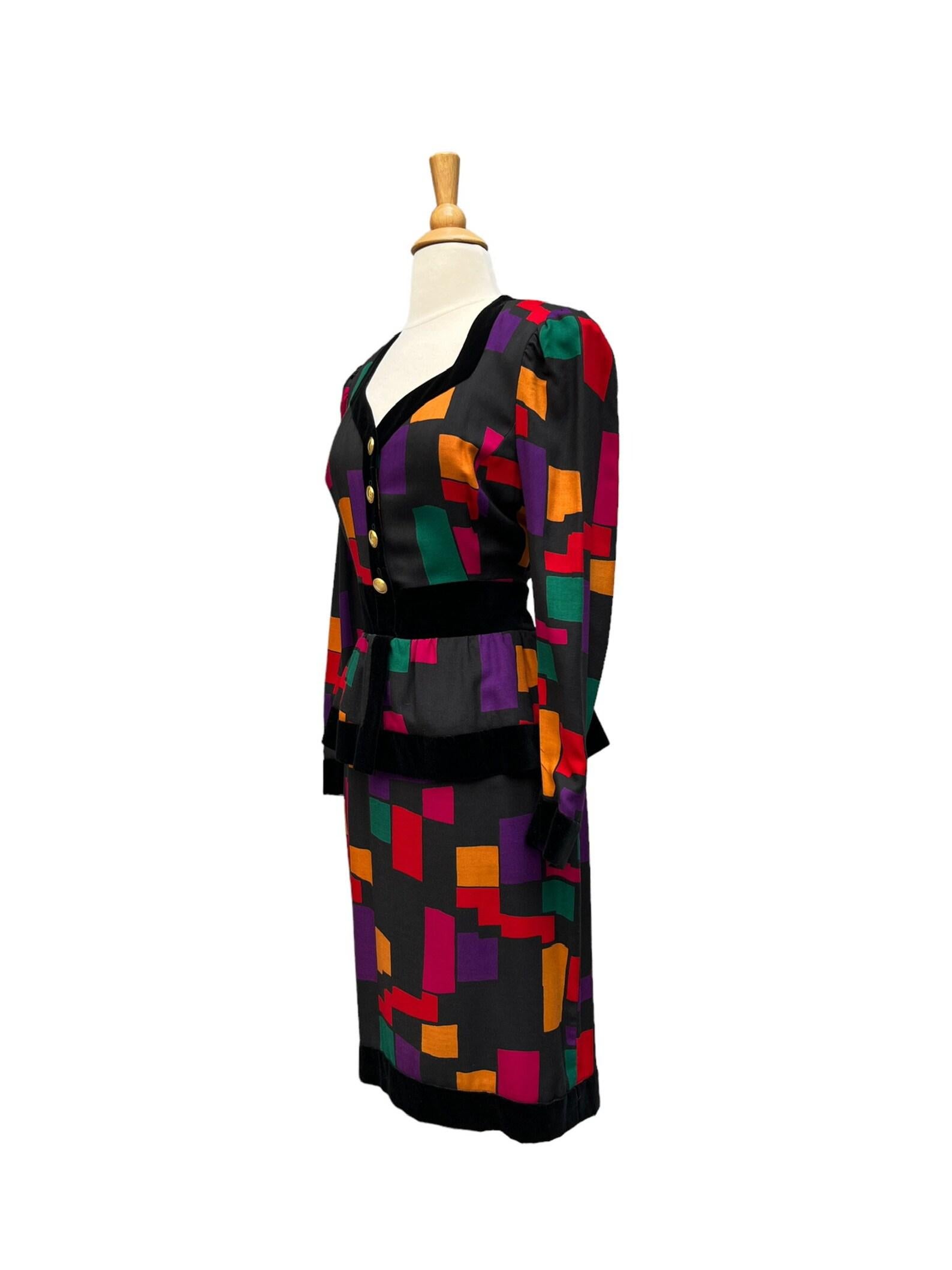 Escada black and jewel tone dress For Sale 1